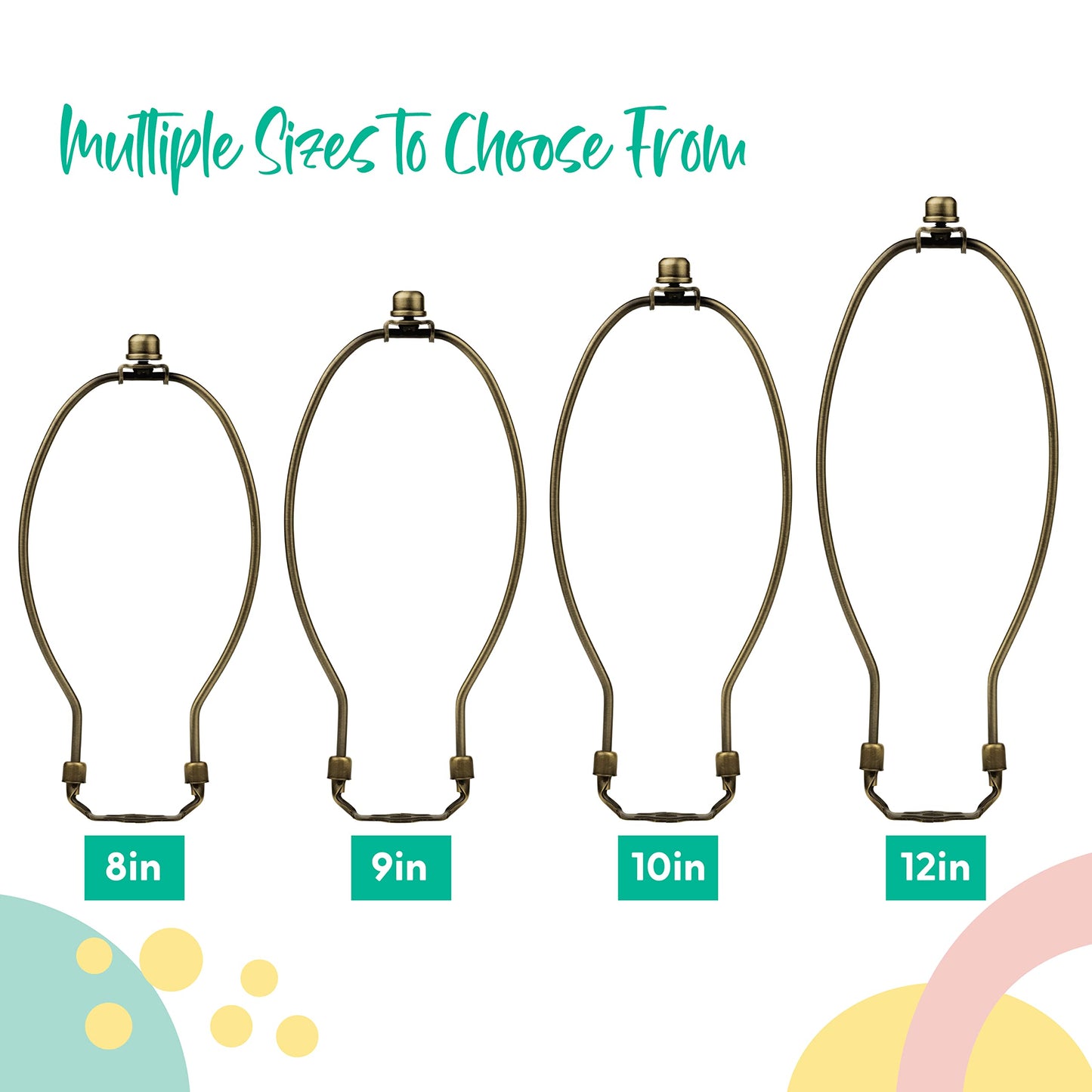 I Like That Lamp Harp Set 2-Pack, Antique Brass 9" with Saddle Holder, Finial & Converter for 10"-11" Table or Floor Lamps