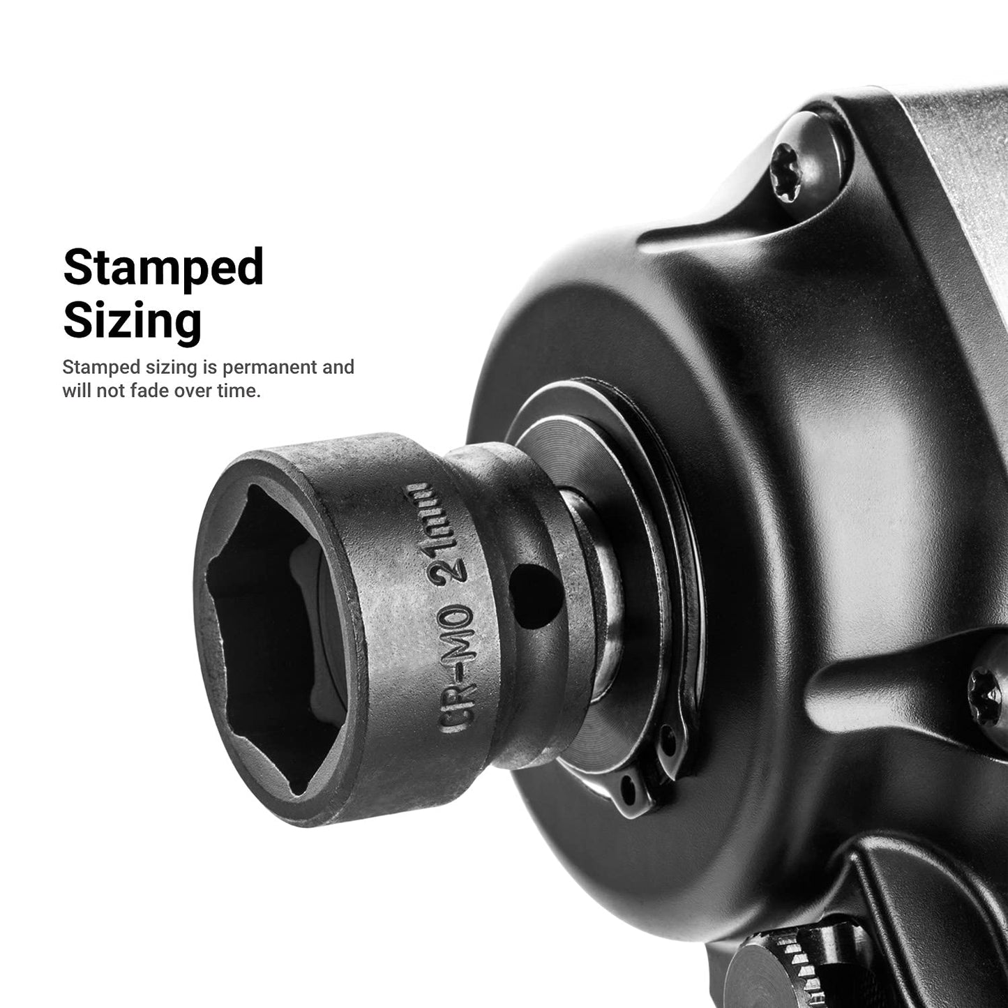 Capri Tools 30 mm Stubby Impact Socket, 1/2 in. Drive, 6-Point, Metric