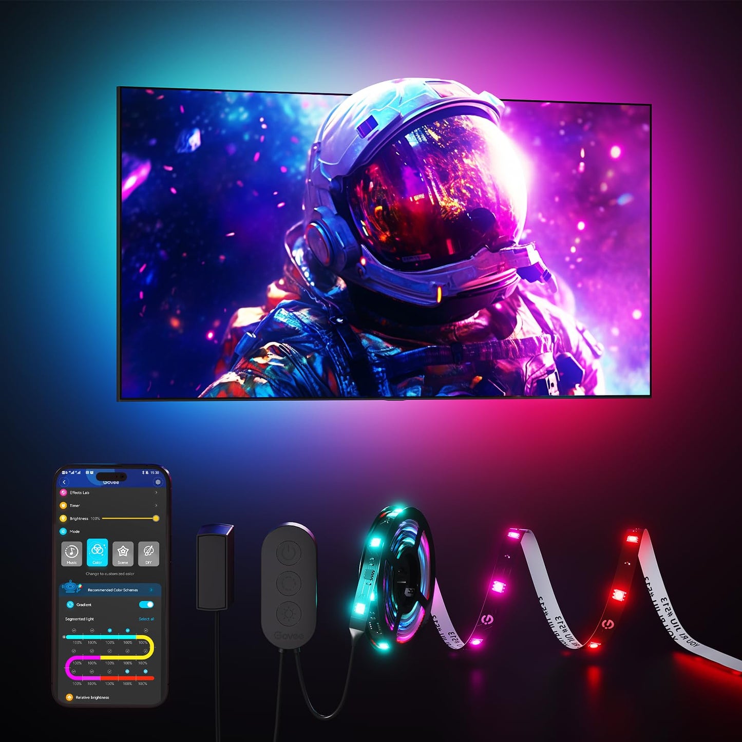 Govee RGBIC LED TV Backlight for 40-50" TVs, Smart Wi-Fi & Bluetooth, Music Sync, App, Alexa & Google Control, 77 Scene Modes