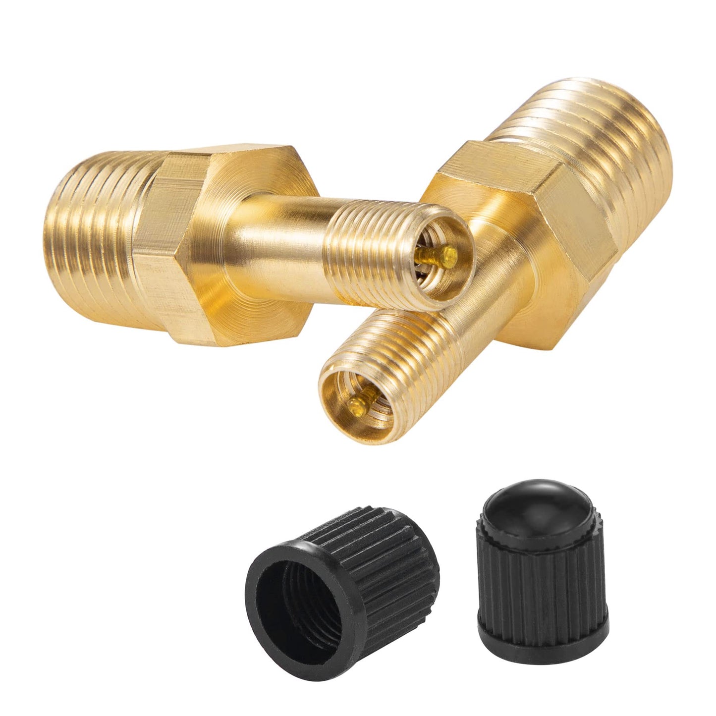 Breezliy 1/4" Inflation Schrader Valve with Push to Connect for 1/4" OD Air Line Tubing and Air Spring Suspension for Semi Truck Trailer Tractor