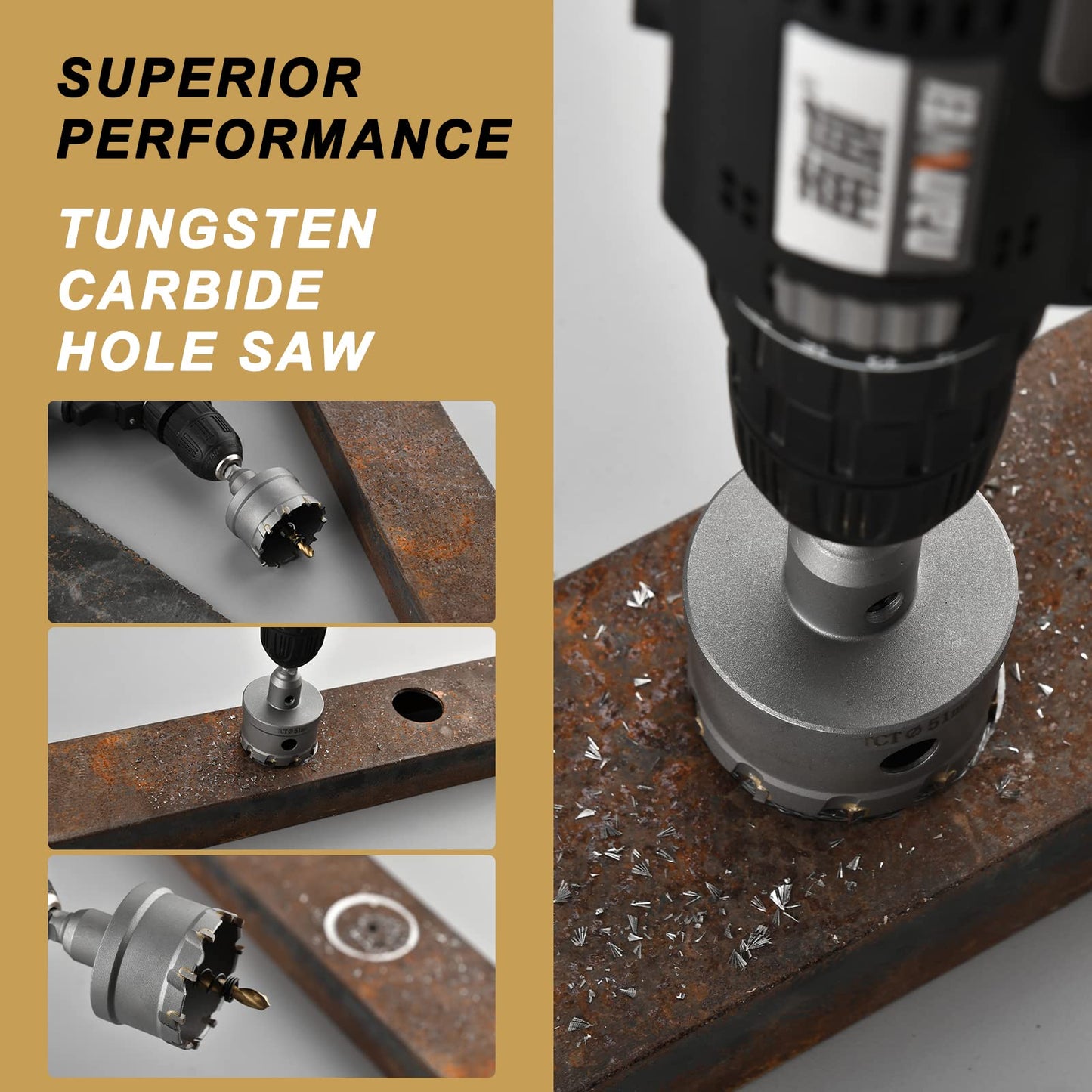 dashap 23PCS Carbide Hole Saw Kit,TCT Hole Saw Set for Metal,Tipped Tooth Cutting Hole Saw Within 5/8'' to 3-15/16'' Cutting Diameter
