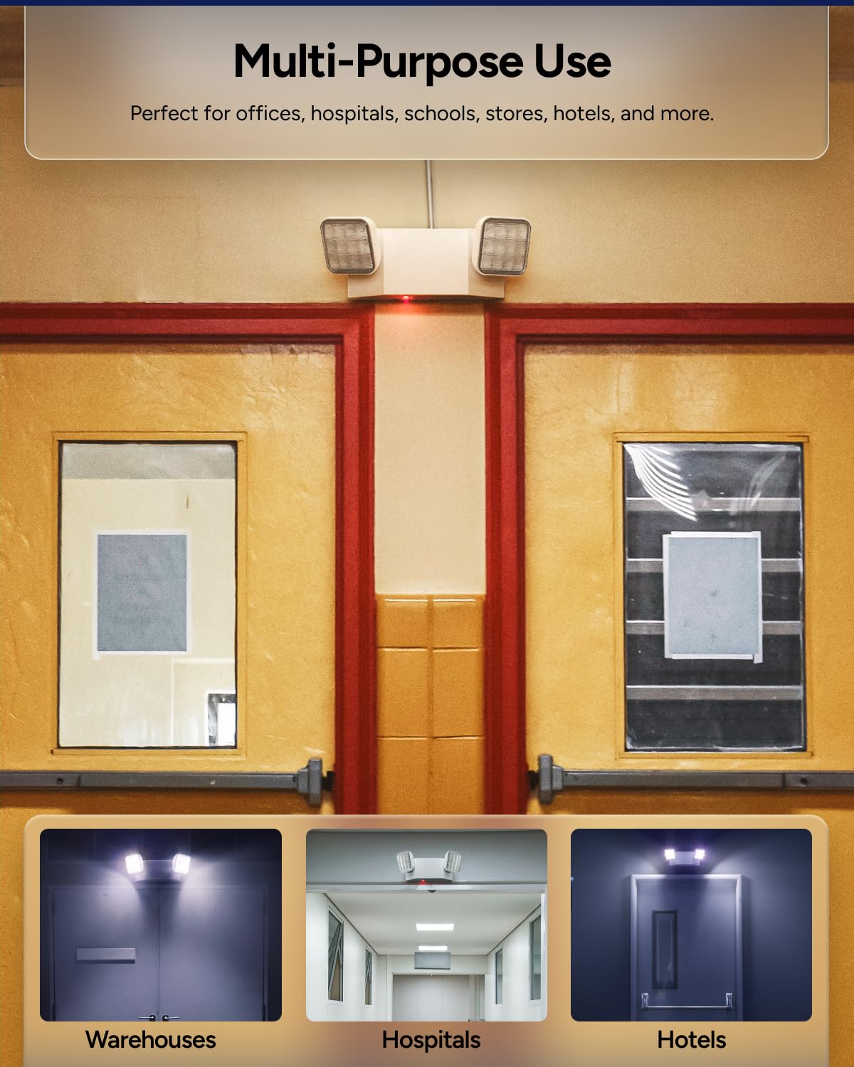 Sunco LED Emergency Light for Offices & Businesses, Wall Mount, Hardwired, 90-Min Backup, Fire Resistant, 120-277V UL Rated