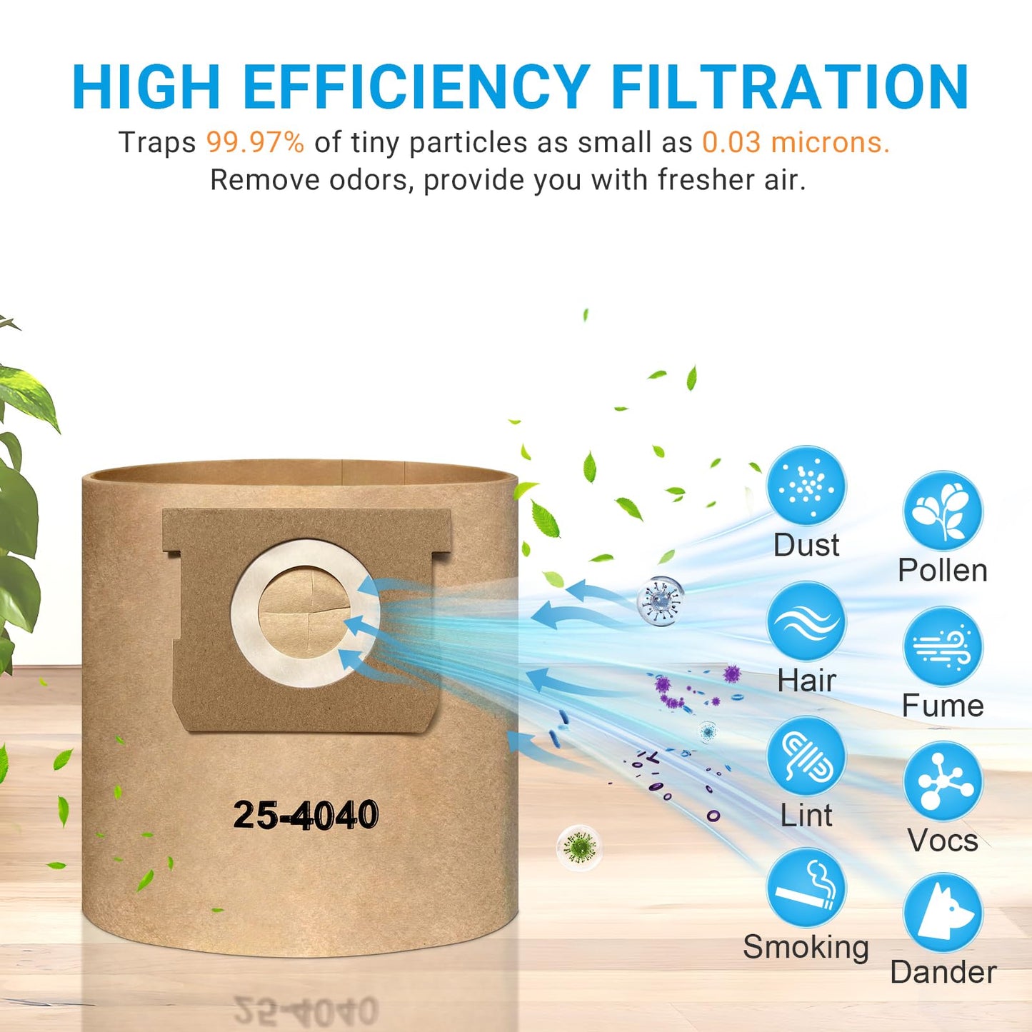 10 Pack DXVA25-4040 Dust Bag-4 gallon Replacement for DEWALT DXV04T 4 Gallon Wet/Dry Vacuum