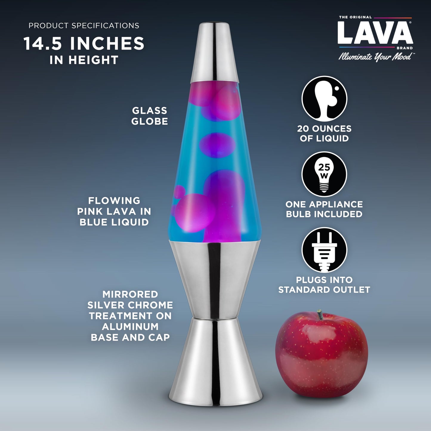 The Original Lava® Lamp - 14.5" Techno Chrome - Classic Liquid Motion Lamp - Pink Lava and Blue Liquid - Item #2097 (Amazon Exclusive)