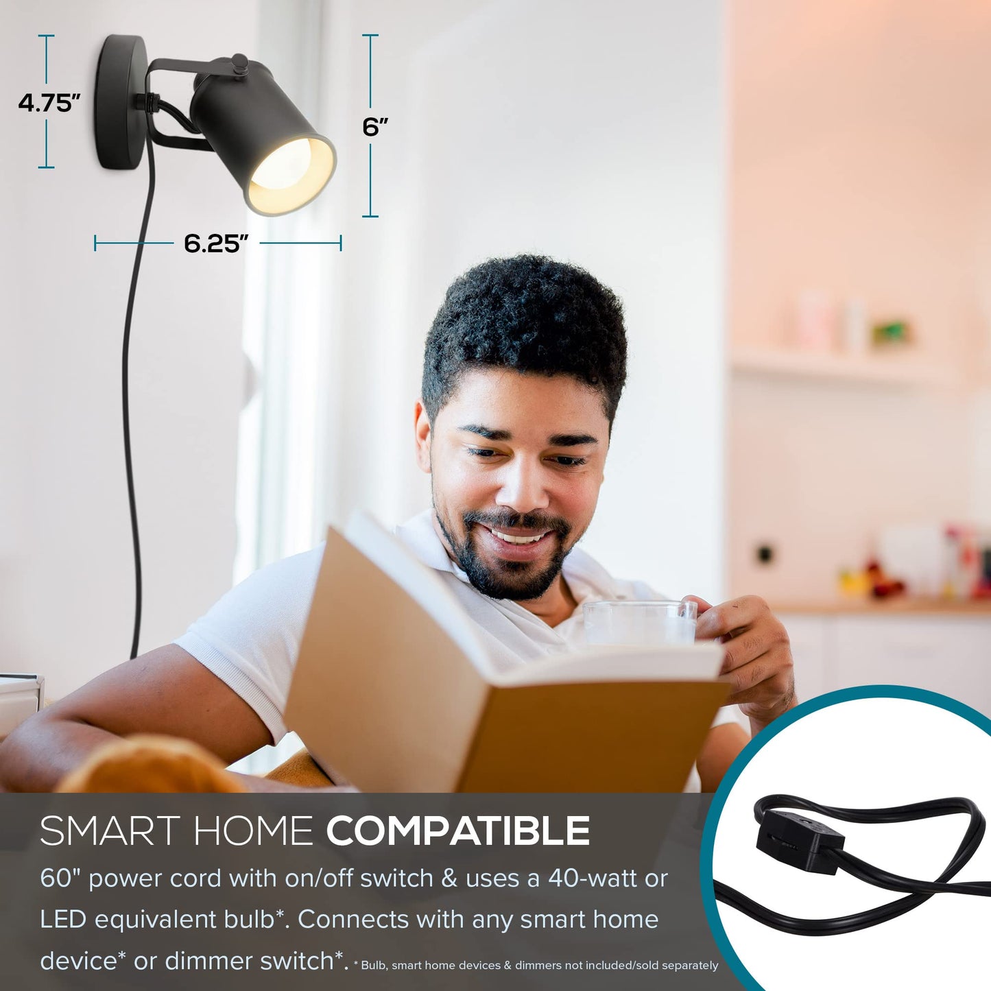 Catalina Lighting Modern Multipurpose Spotlight Desk or Wall Mount Accent Lamp, 6", Dark Bronze, Set of 2