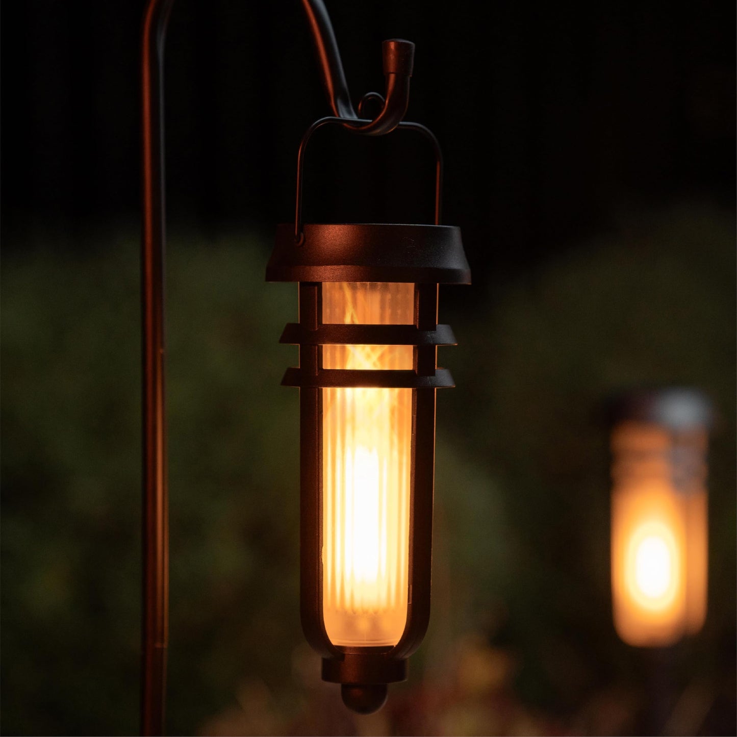 Metal Solar Torch Lights 2-Pack, Adjustable 24"-50", Waterproof LED Tiki Torches for Outdoor Yard, Patio, Garden Pathway – Matte Black