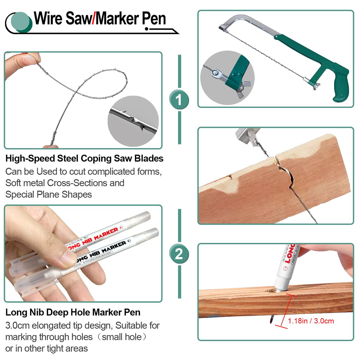 10 Pack Hacksaw Blades, High Speed 24 Tpi - 12" Length Hacksaw Blades 12 Inch Metal