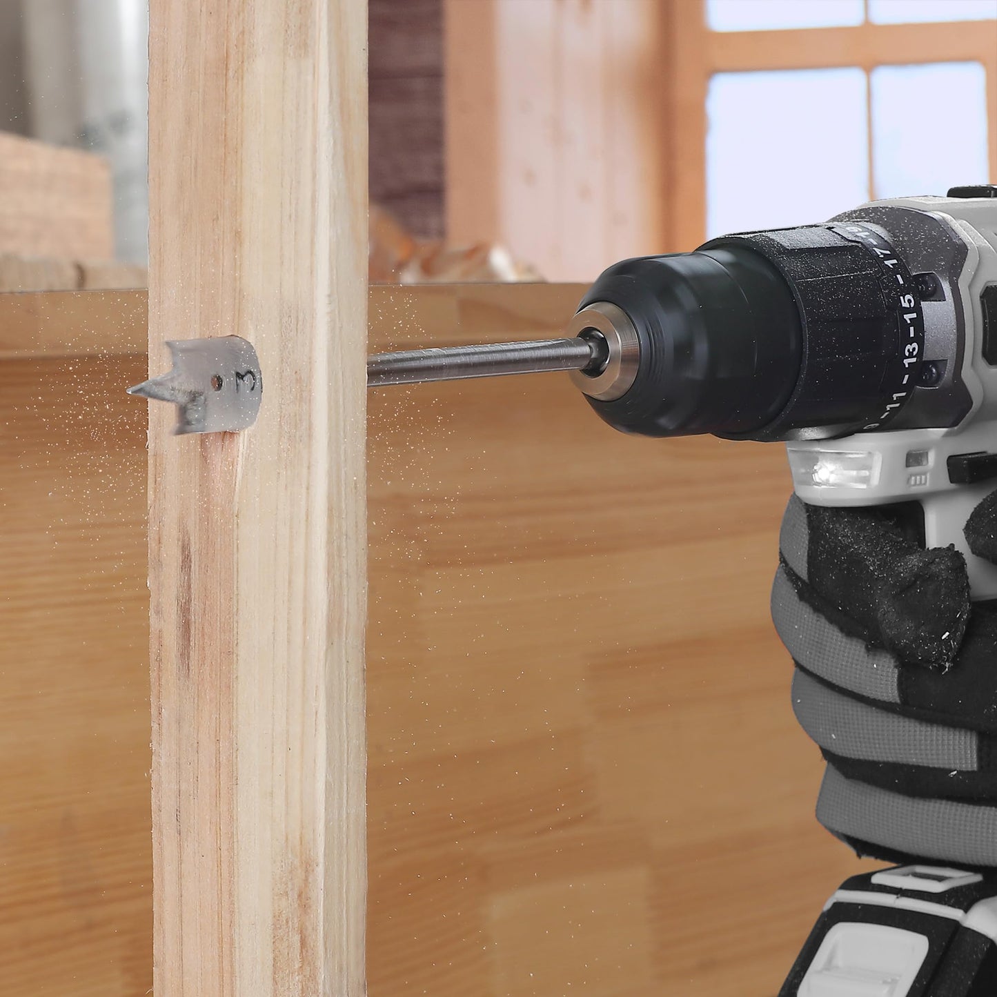 WORKPRO 13-Piece Spade Drill Bit Set in SAE, Paddle Flat Bits for Woodworking, Nylon Storage Pouch Included