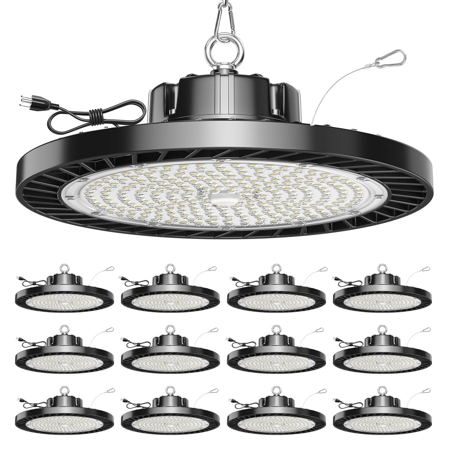 ONLYLUX 12-Pack UFO LED High Bay Light 150W 5000K 22500LM, Commercial Garage Workshop Warehouse Barn, Plug & Play