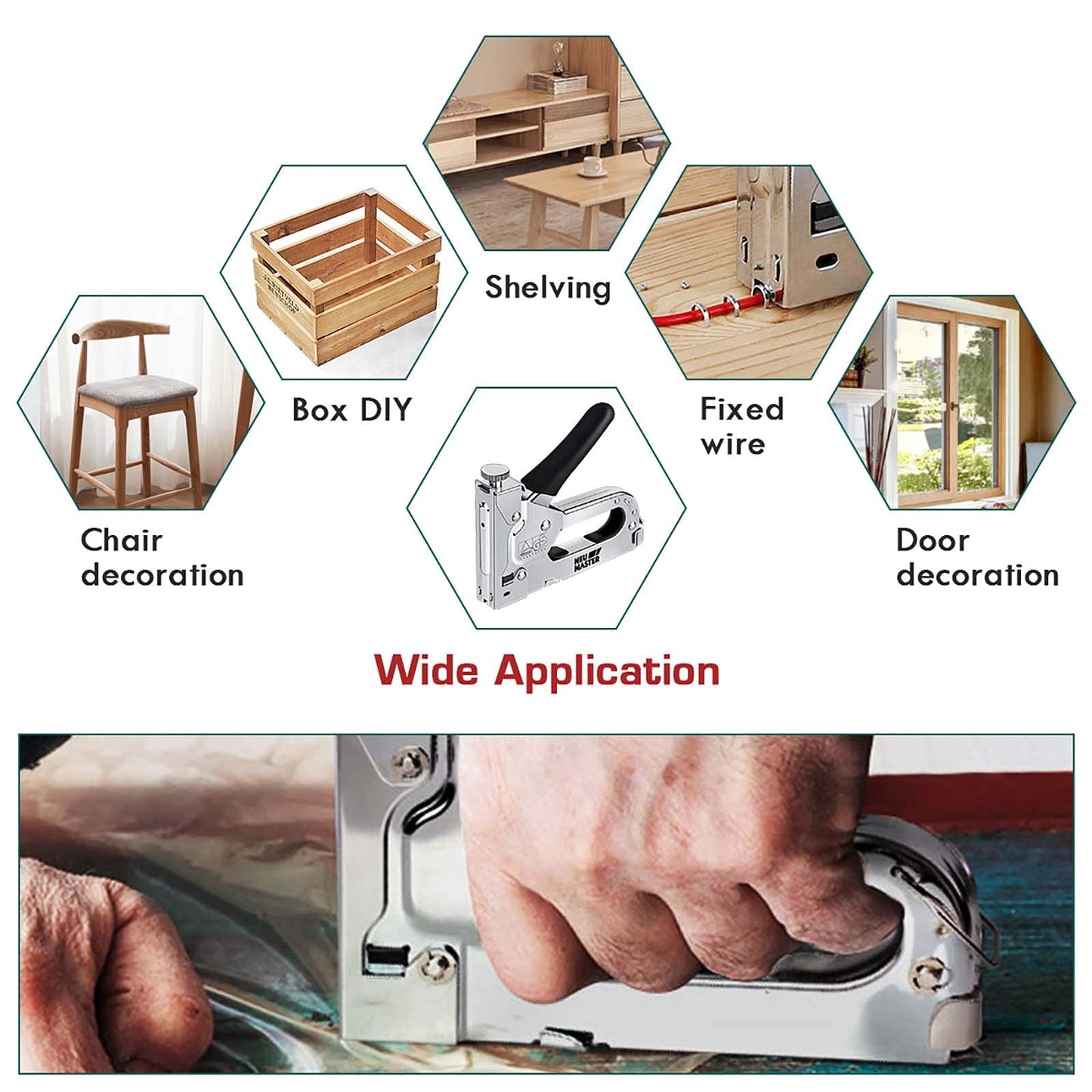 NEU MASTER 3-in-1 Heavy Duty Manual Staple Gun with Remover & 2000 Staples for Upholstery, Carpentry, Furniture, DIY, Decoration