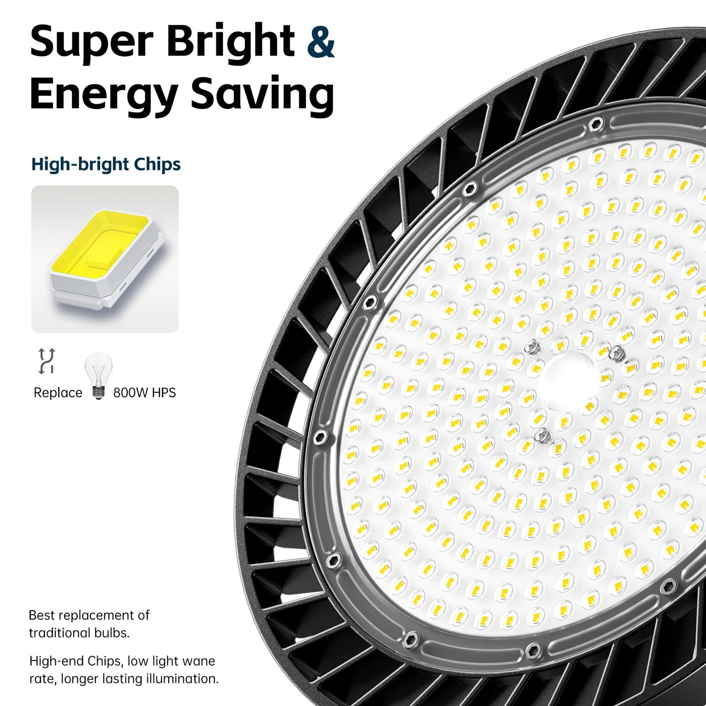 Lvsdak UFO LED High Bay Lights 200W 5000K 30000LM 6-Pack, Plug-in LED Shop Lights for Warehouse, Workshop, Gym, Garage, Barn