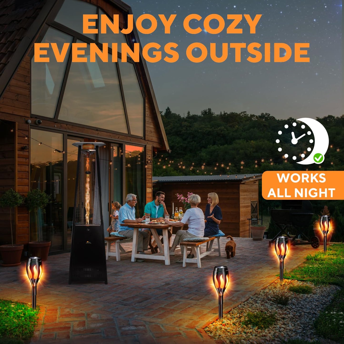 6-Pack Solar Tiki Torches for Outdoors – Flickering Flame, Waterproof, Auto On/Off, Perfect for Yard, Patio, Garden & Pathway