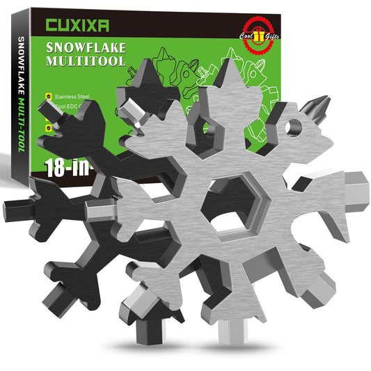 Stocking Stuffers for Men, Snowflake Multitool 2PCS 18 in 1 Stainless Steel Snowflake Multi Tool, Cool Gadgets for Outdoor Travel Camping Daily