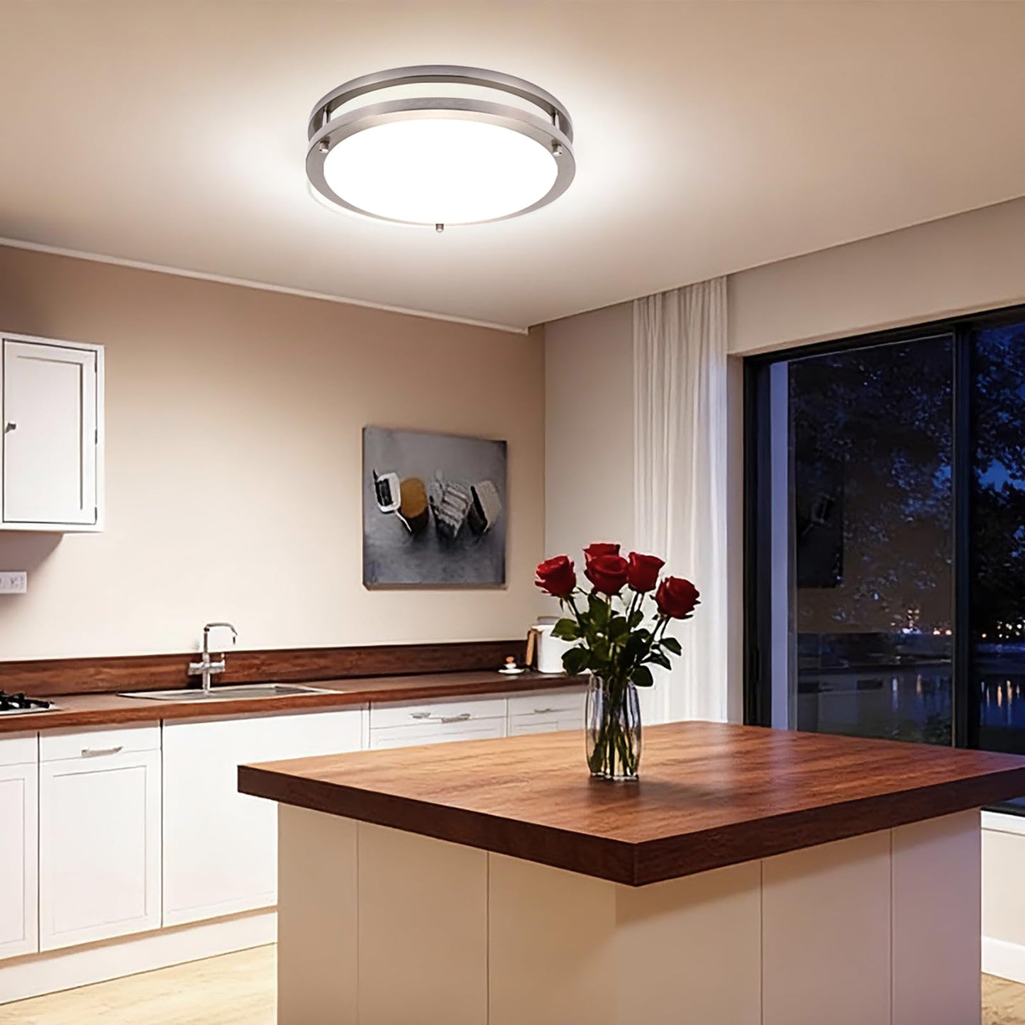 Drosbey 36W Dimmable LED Ceiling Light Fixture, 12" Flush Mount, 4000 Lumens, 5000K Daylight White, Bedroom Kitchen Bathroom