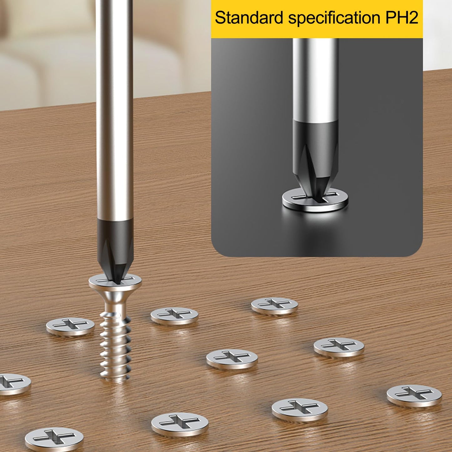 2Pcs Phillips Screwdriver 6 inch Shaft Non-Slip Grip Screwdriver Magnetic Tip 6mm PH2 Cross Head Screwdriver