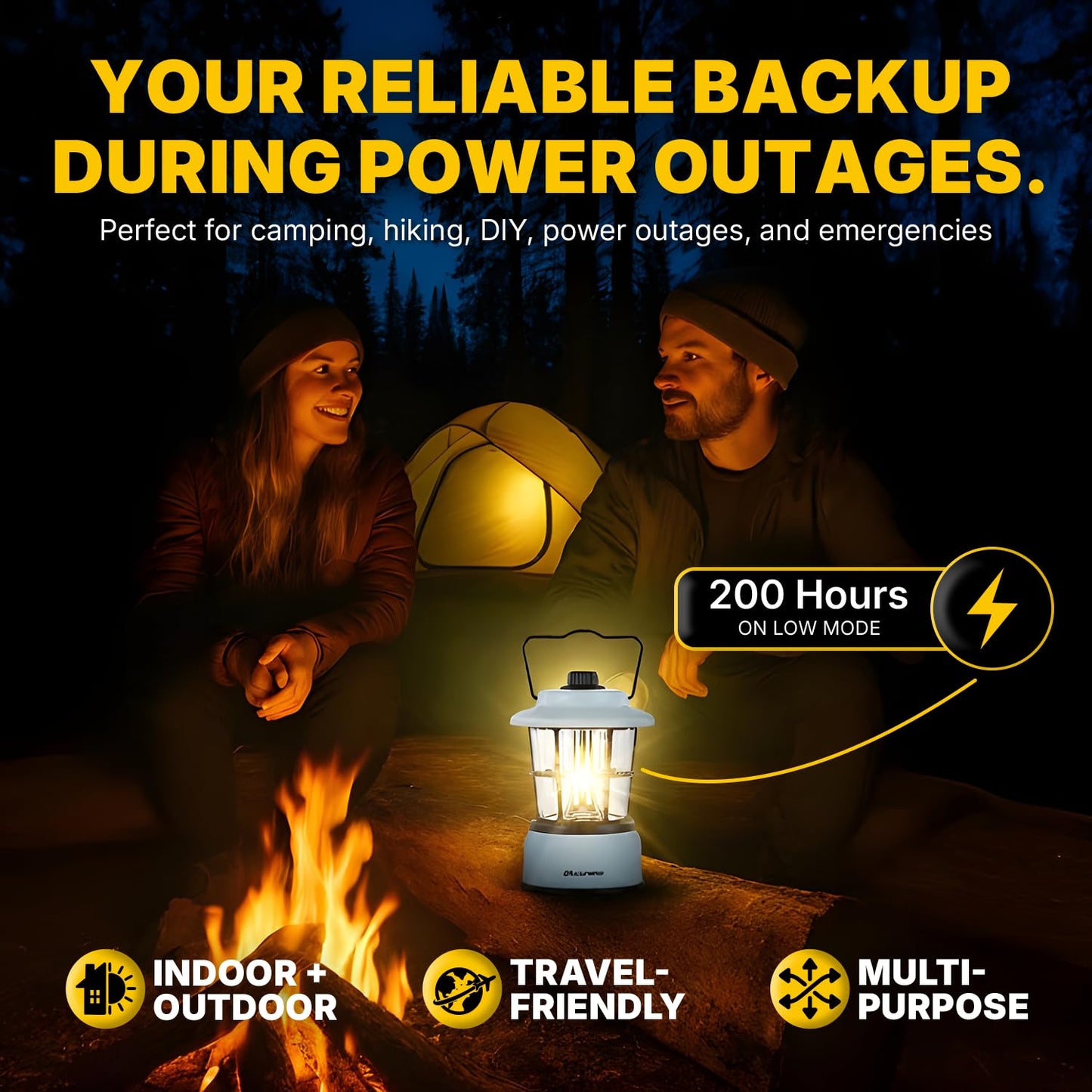 LUXPRO Retro LED Lantern - Battery-Powered, Water-Resistant Emergency Lamp for Indoor & Outdoor, Hiking, Camping, Hurricane Prep (Blue)