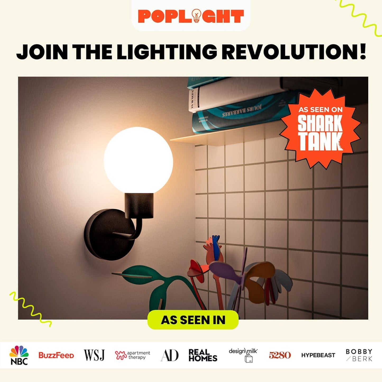 Poplight Wireless Wall Sconce (Shark Tank) – Rechargeable, Dimmable LED, App-Controlled, Moveable, Damage-Free Matte Black Ambient Light