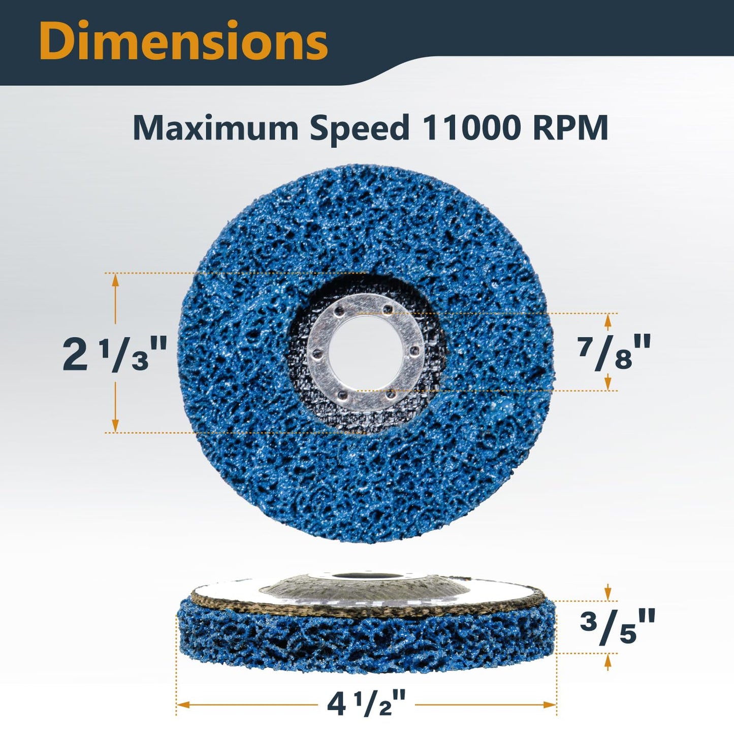 POWERTEC 4-1/2" Strip Discs 6-Pack, 7/8" Arbor Angle Grinder Wheel for Paint, Rust, Oxidation Removal on Metal & Wood (11103)