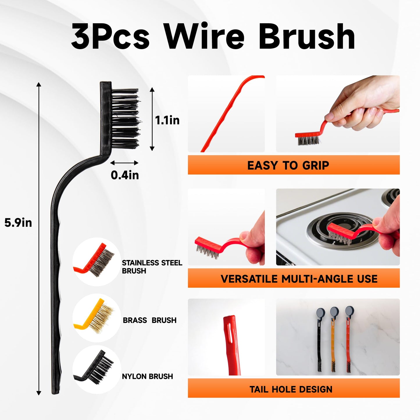 6PCS Razor Blade Scraper Set with 40 Extra Blades & 3 Wire Brushes, Glass, Paint, Sticker Scraper Tool for Windows & Stove