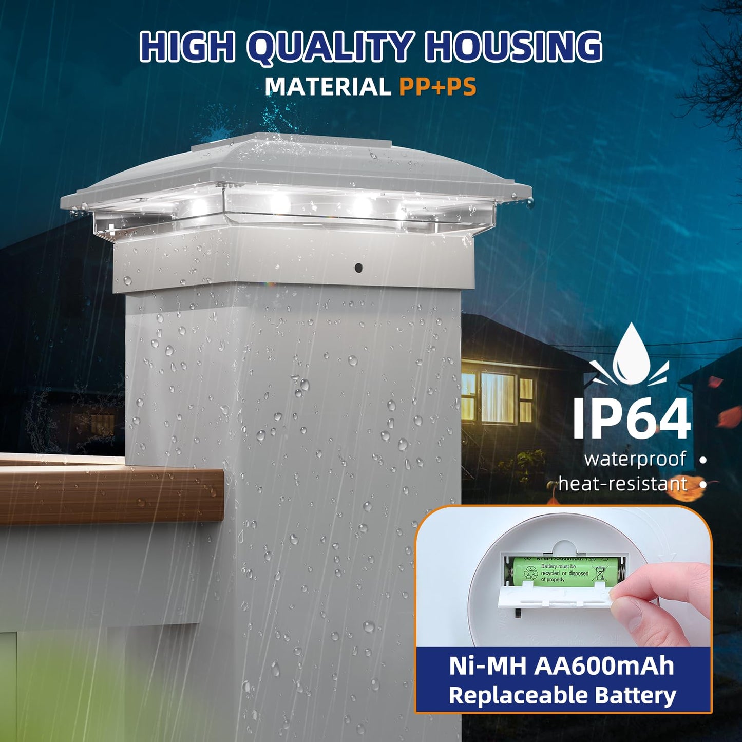 APONUO 12 Pack Solar Post Cap Lights, Warm & Cool Modes, Waterproof Outdoor Fence Lights for 4x4–6x6 Wood & Vinyl Posts, White