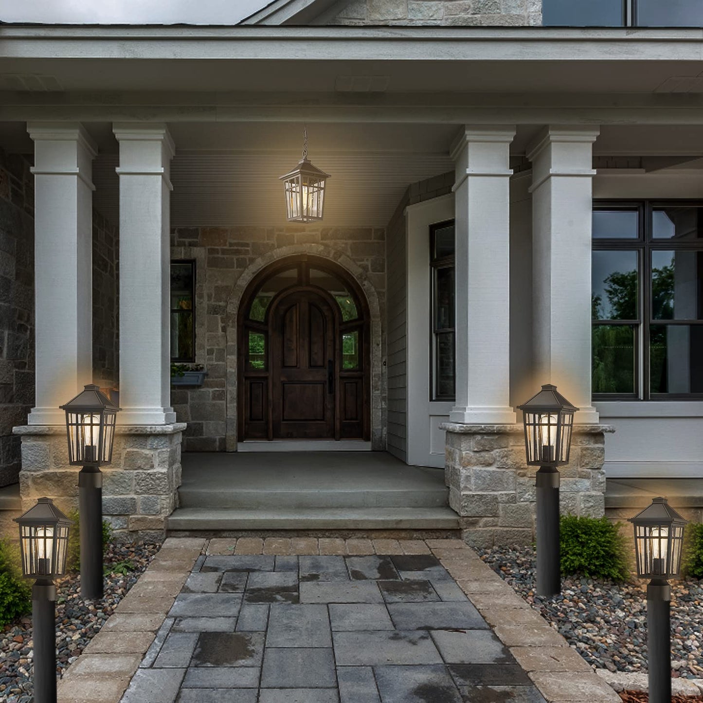 Darkaway Outdoor Post Light, Waterproof Aluminum & Glass Lamp, Black, 1-Pack for Garden, Patio, Deck, Pathway Lighting