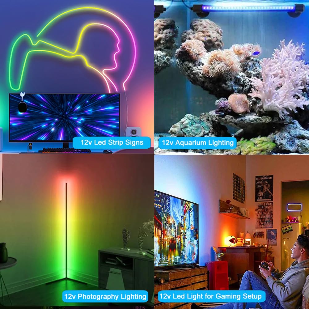 AspenTek 12V DC Power Supply Adapter with Inline On/Off Switch for LED Strips, Bars, Tape & Under Cabinet Lighting, 12W 1000mA Output