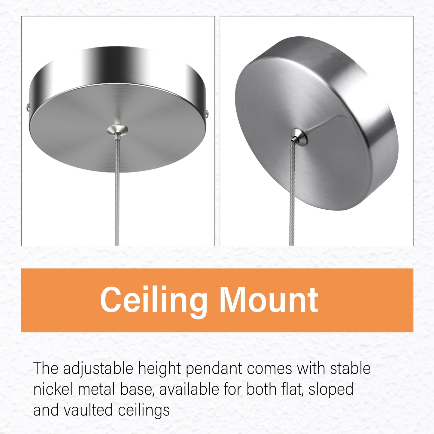 Esfos 3-Pack Modern Pendant Lights for Kitchen Island, Brushed Nickel with Crystal Bubble, 6500K LED Ceiling Light for Dining Room