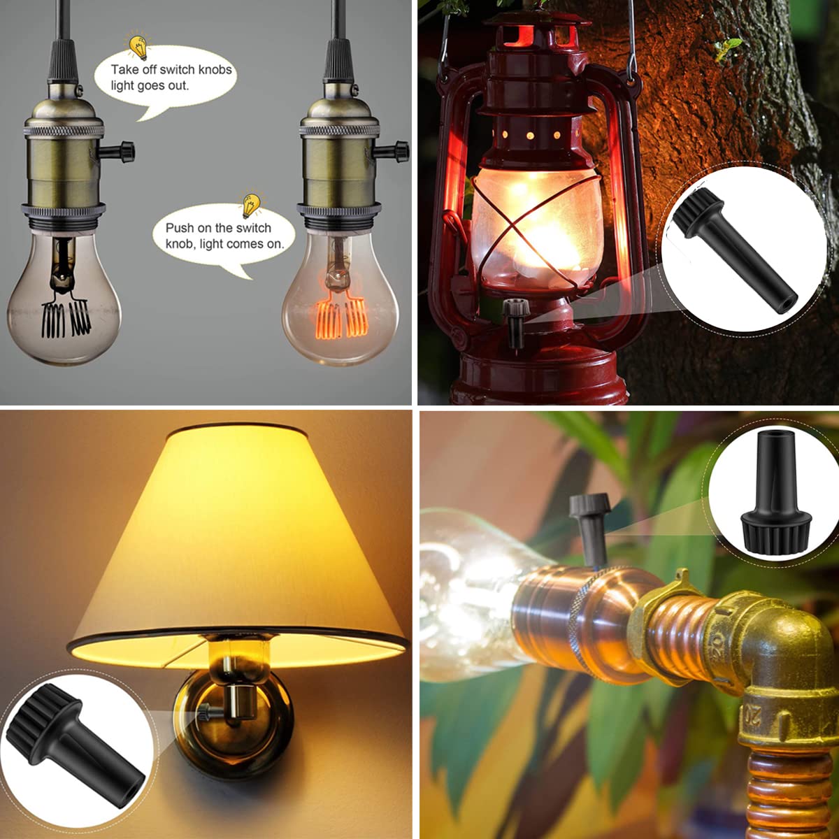 Venforze 4 Packs Standard Lamp Switch Replacement, Light Lamp Turn On/Off Switch Knobs Replacement (20mm-4pcs)