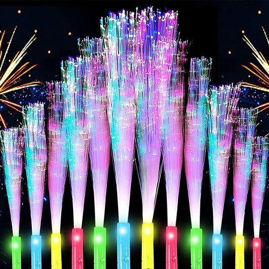 Color Handheld LED Fiber Optic Light Set, 24 PCS – 7 Color Changing Lights with 3 Flicker Modes for Party, Bar & Concert Cheering Props