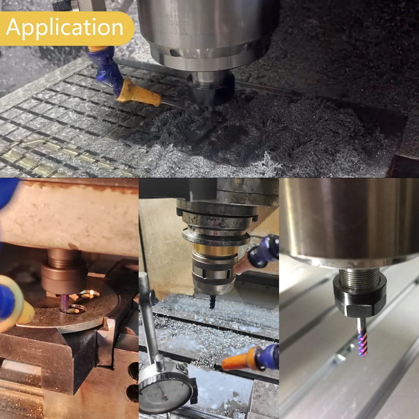 AYCHOLIZ 5PCS 1/8" Solid Carbide Square Nose End Mills Set, 4-Flute CNC Milling Bits for Stainless & Hardened Steel 65HRC