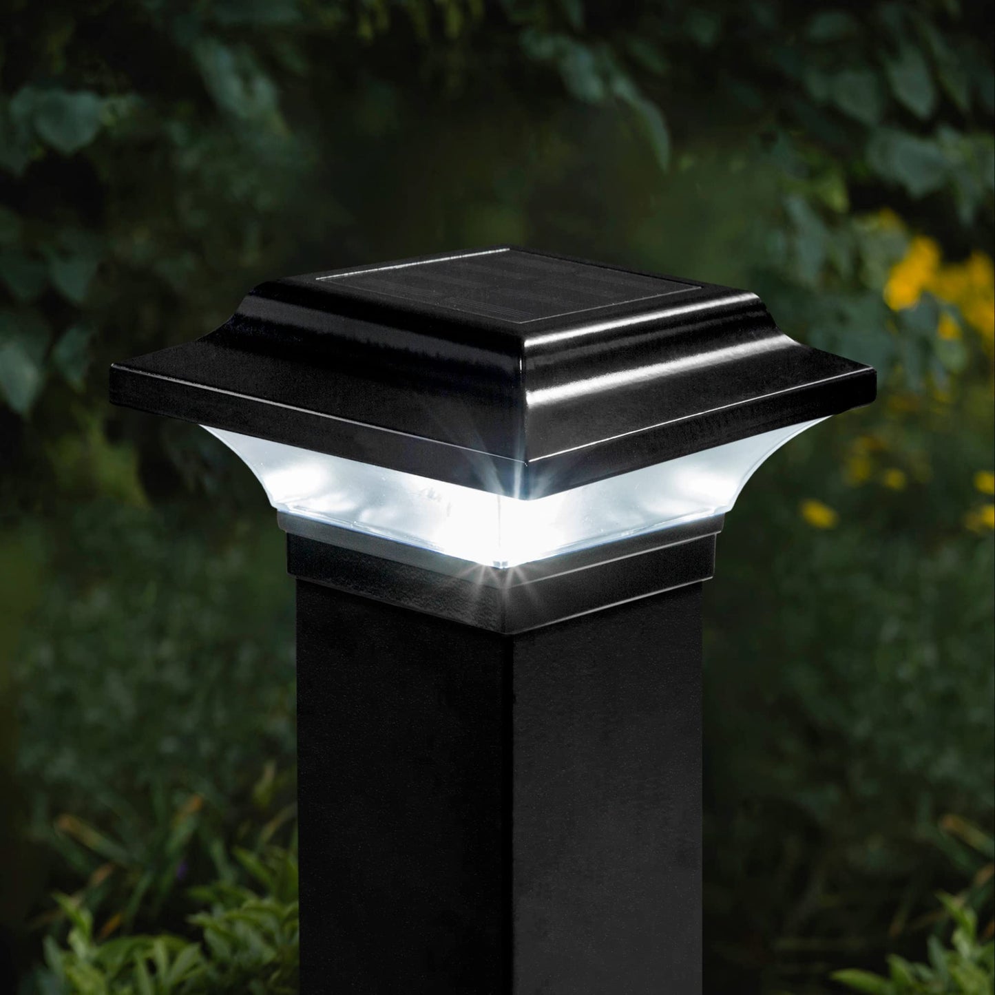 Classy Caps Imperial Solar Post Cap Black SLO82B – Fits 2"-2.5" Posts, LED Solar Light, Cast Aluminum, Warm & Cool Modes