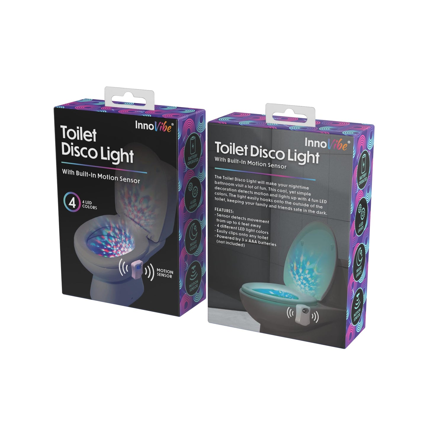 InnoVibe Toilet Disco Light – Motion Sensor LED Bathroom Light, Fun Toilet Accessories, Disco Ball Gift for Bathroom