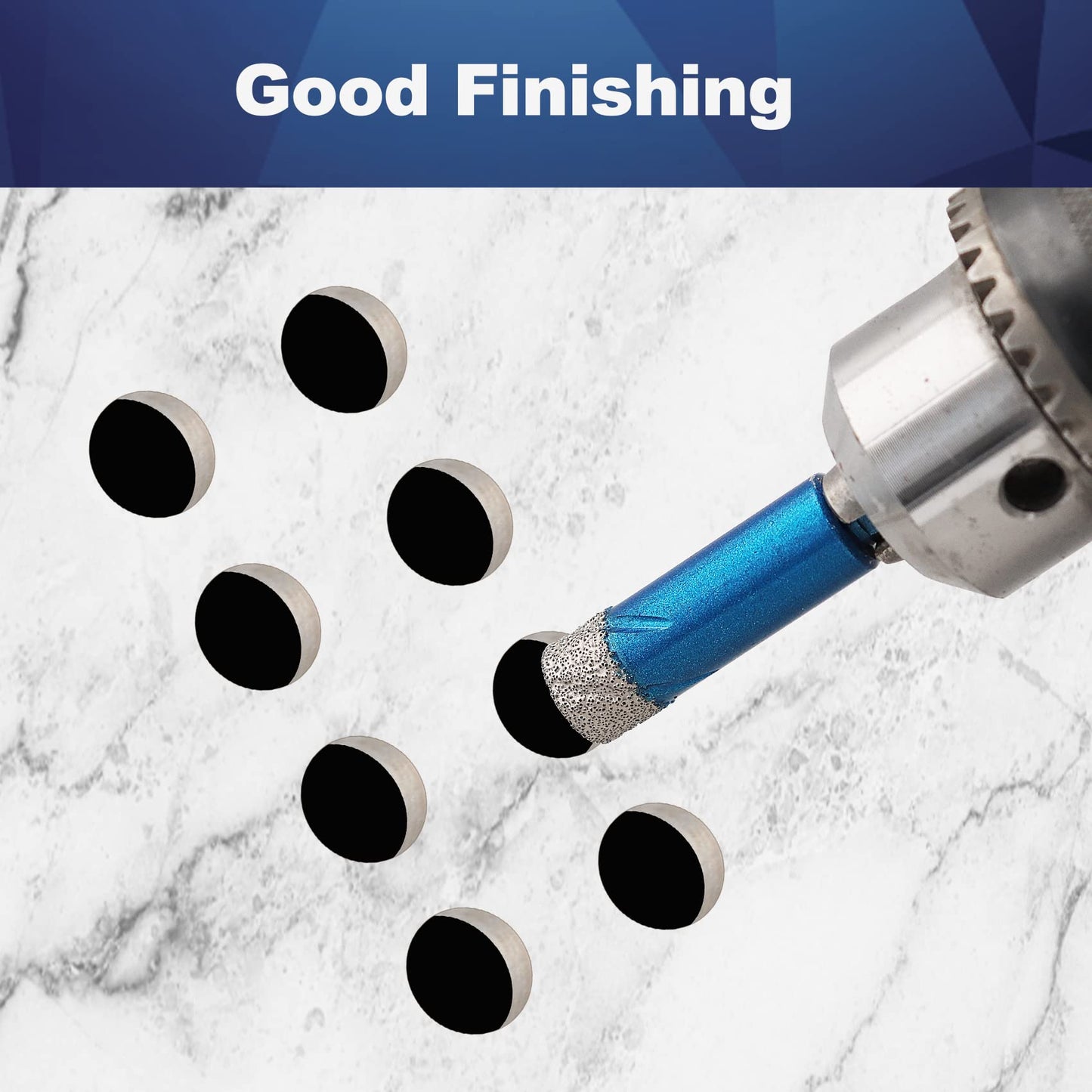 BRSCHNITT 1/4" Diamond Drill Bit Set, 5pcs Masonry Bits for Porcelain, Tile, Ceramic, Stone, Granite, Marble, Hex Shank Hole Saw