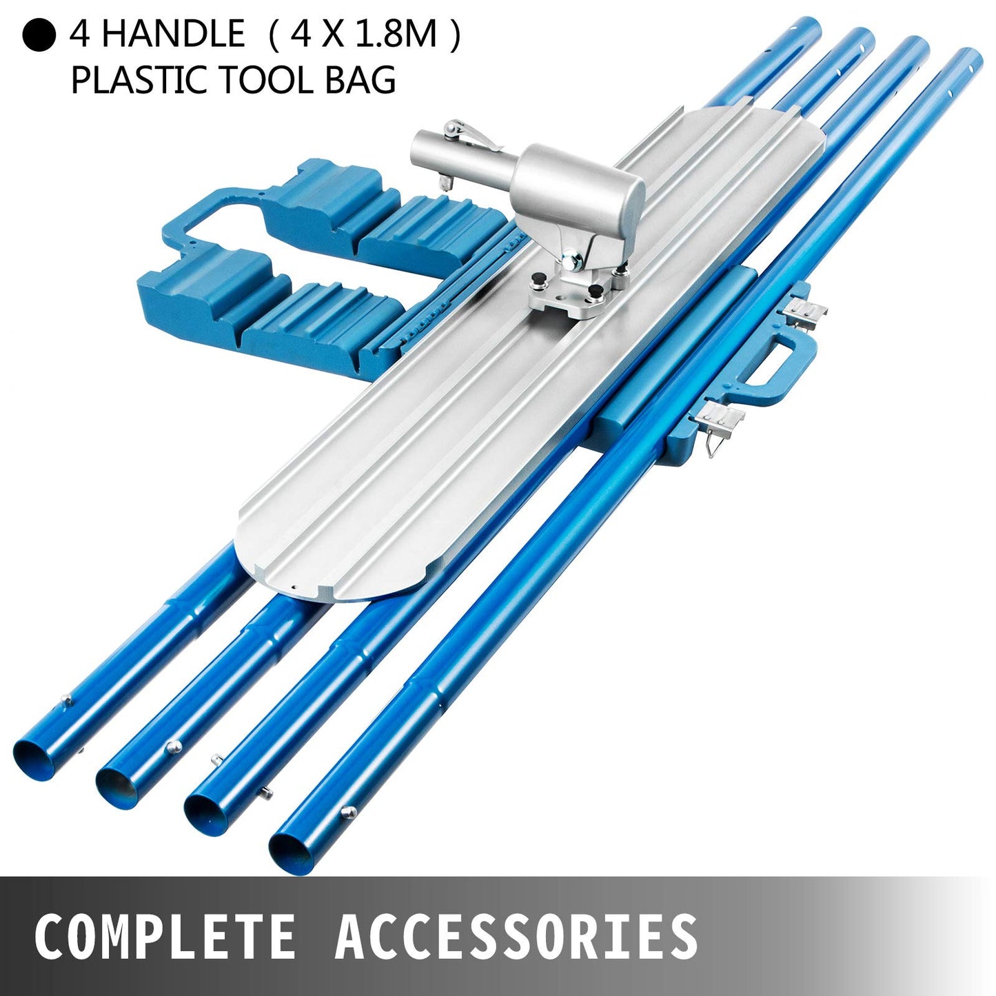 VEVOR Magnesium Bull Float 48 x 8 in, Round End Concrete Float Tool with 4 Handles & Bracket, Cement Finishing Kit