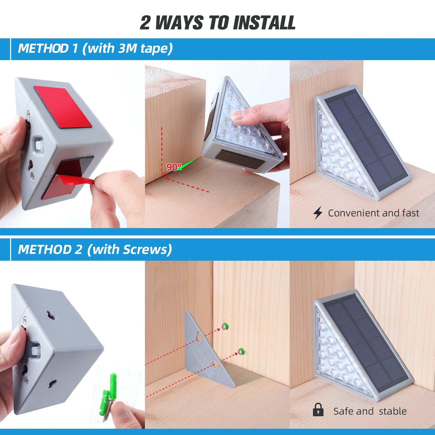 NIORSUN Solar Step Lights 6 Pack – Waterproof IP67, Auto On/Off, 3000K Warm White for Outdoor Steps, Deck, Patio, Yard & Garden