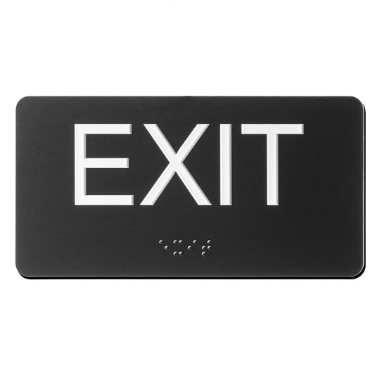 ADA Compliant Exit Sign with Braille & Raised Letters, Emergency Indoor/Outdoor Exit Sign for Office/Restroom, 3x6 in, Easy Install