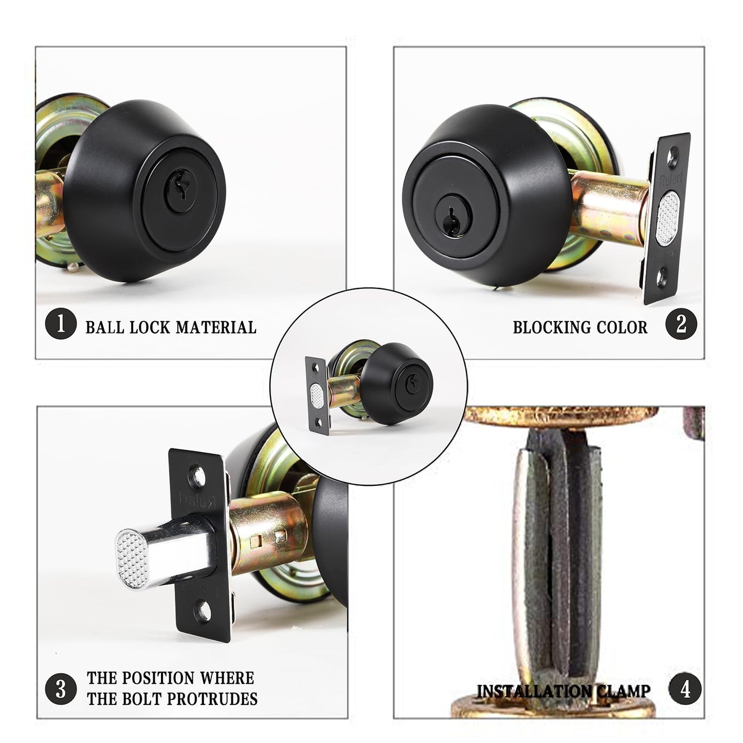 Double keyed Deadbolt Lock - Keyed on Both Sides, 2-Way Adjustable Cylinder Deadbolt (Privacy/Passage), Satin Stainless Steel(Black, Double Side)