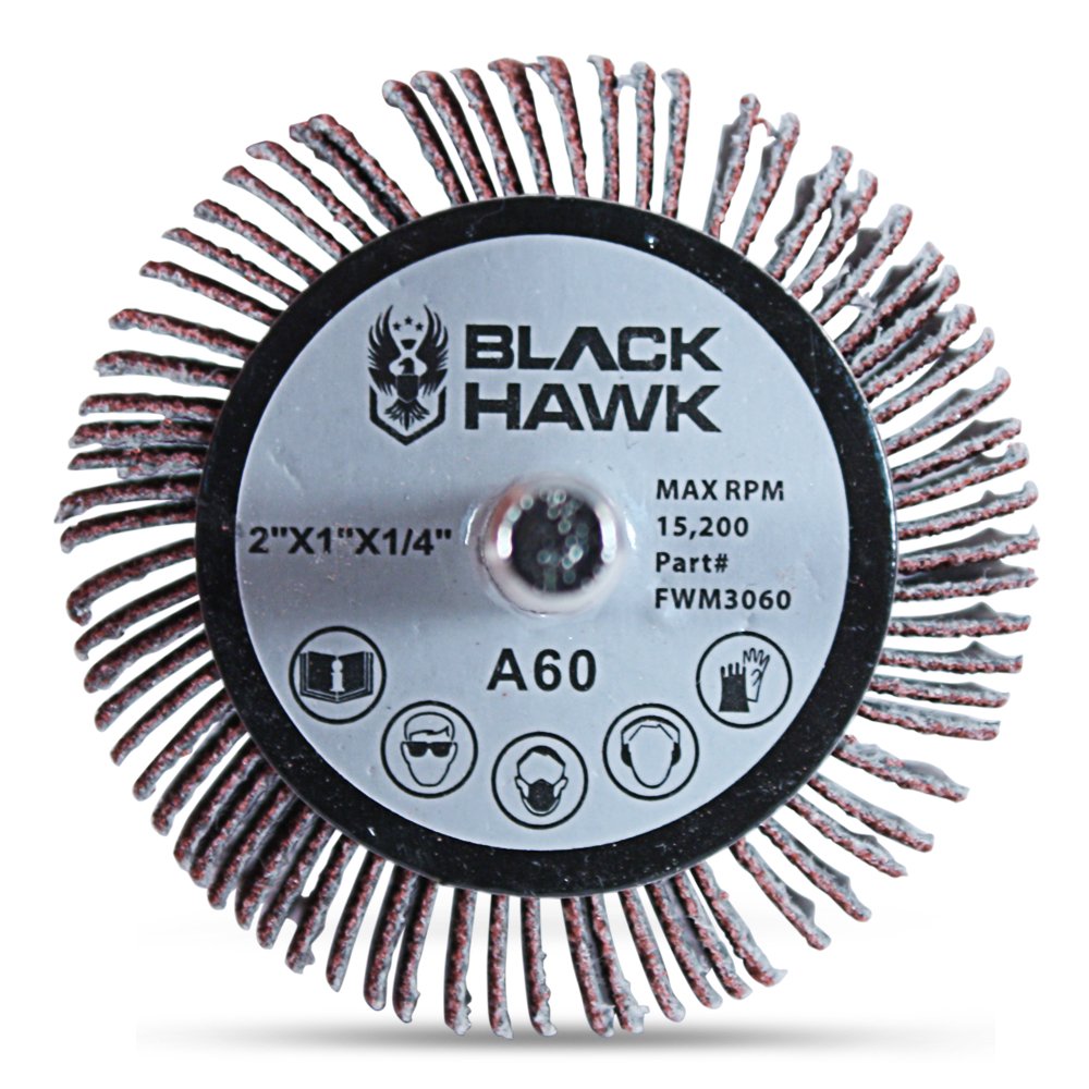 BHA Aluminum Oxide Shank Mounted Flap Wheels, 2” x 1” x 1/4”, 80 Grit - 5 Pack