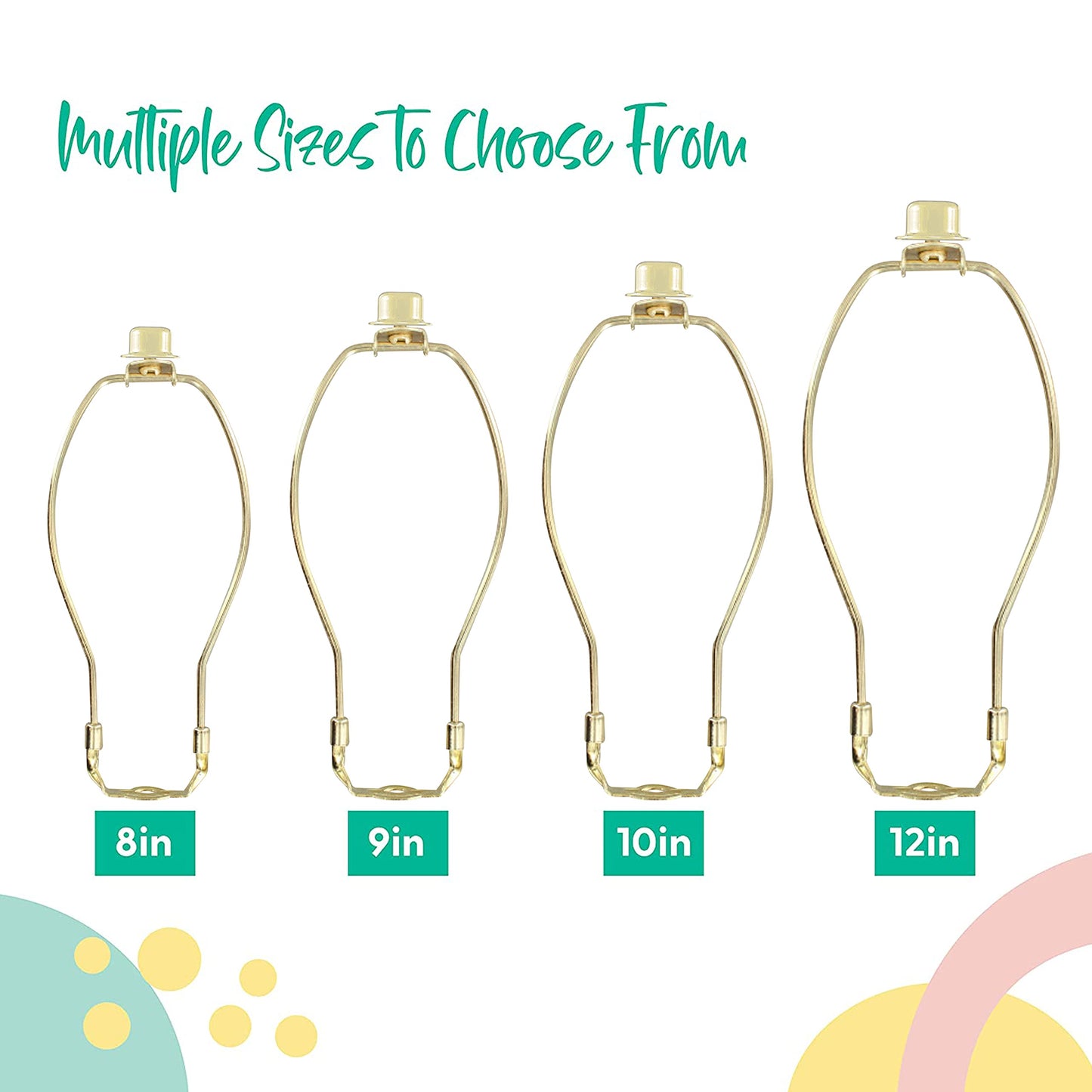 I Like That Lamp 2-Pack Brass 10" Lamp Harp Set with Saddle Holder & Finial, Fits 11"-12" Lampshades for Table & Floor Lamps