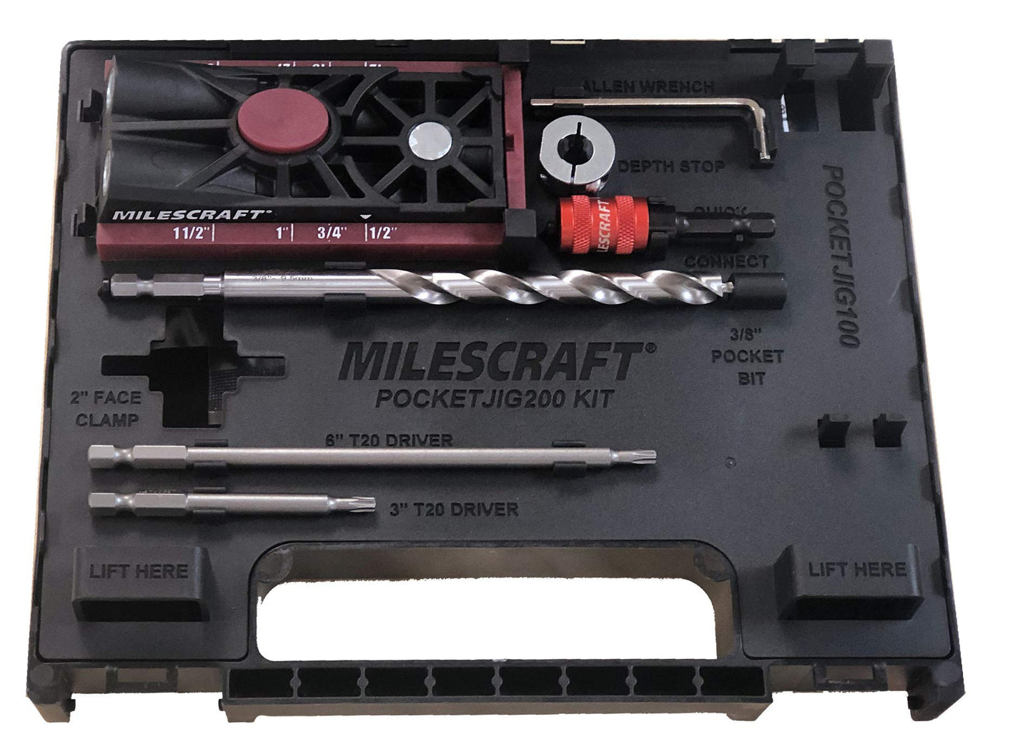 Milescraft 1325 Pocket Jig 200 Double Pocket Hole Jig Kit, Easy-Use Drill Guide & Screw Jig with Complete Accessories