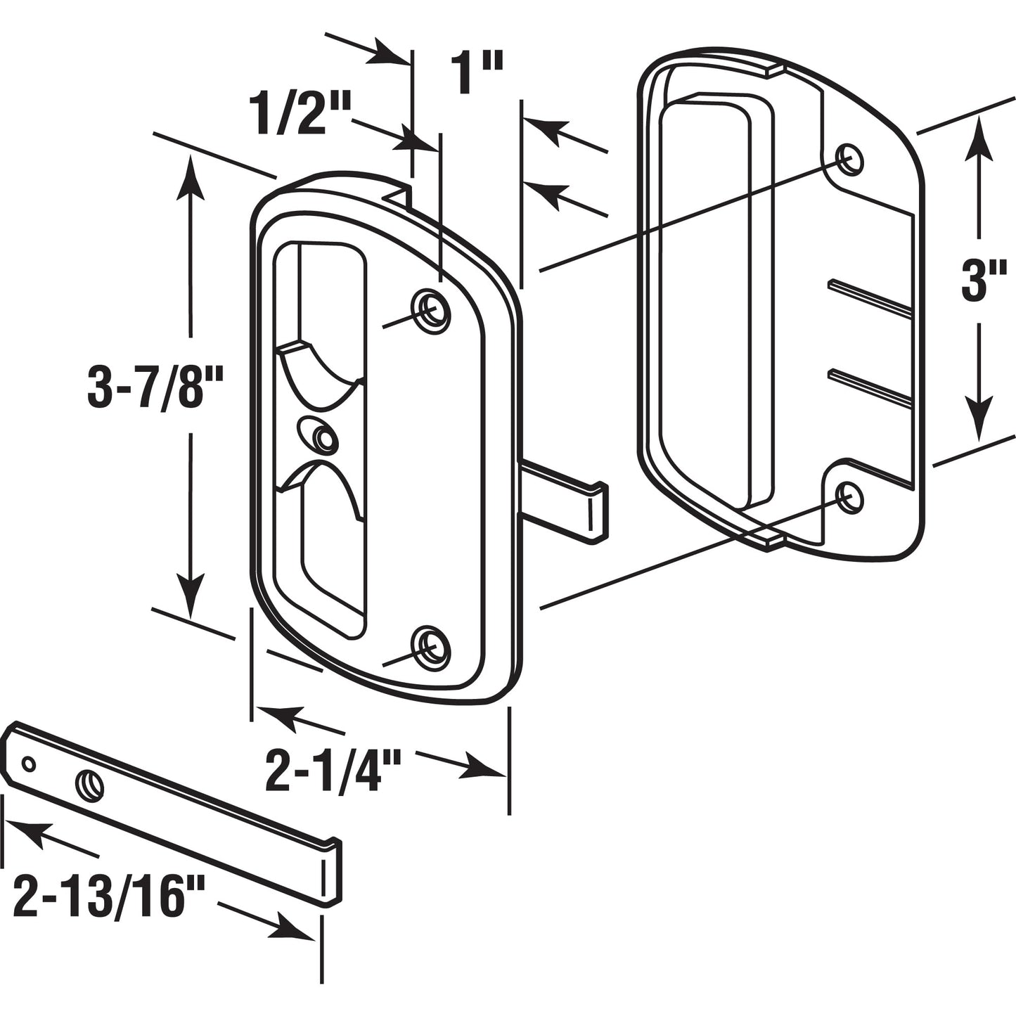 Prime-Line A 186 Black Plastic Sliding Screen Door Latch and Pull, Alumilite (Single Pack)