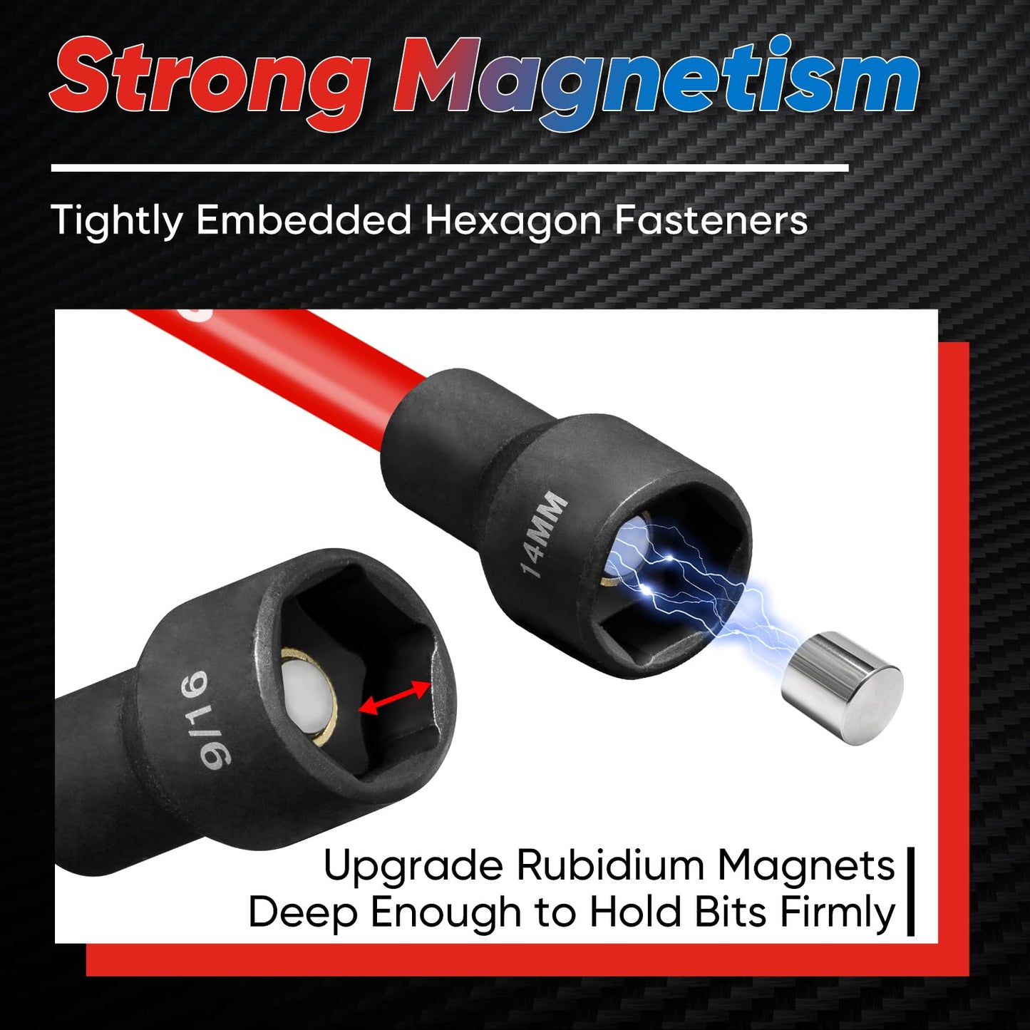 SHALL 16PCS Magnetic Nut Driver Set 6" Long, SAE & Metric, 1/4" Hex Shank, Impact Drill Bit Holder with Sturdy Tool Box