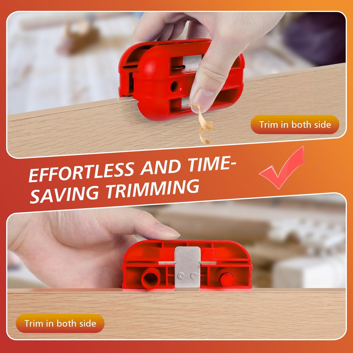 LUVRD Edge Banding Trimmer with Tungsten Carbide Blades, ABS Body, Pneumatic Double-Edge Cutter for Laminate, Wood, PVC, Veneer (Red)