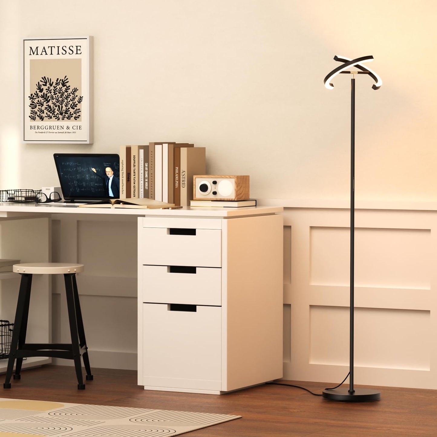 SIBRILLE LED Floor Lamp, 22W Dimmable Standing Light, Touch & Remote Control, 3000-6000K, Rotatable Uplighter for Living Room & Bedroom