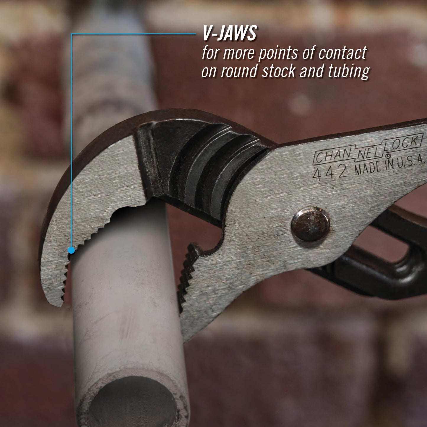 Channellock Tongue & Groove Plier 442 - V-Jaw, High Carbon Steel - 12 Inch