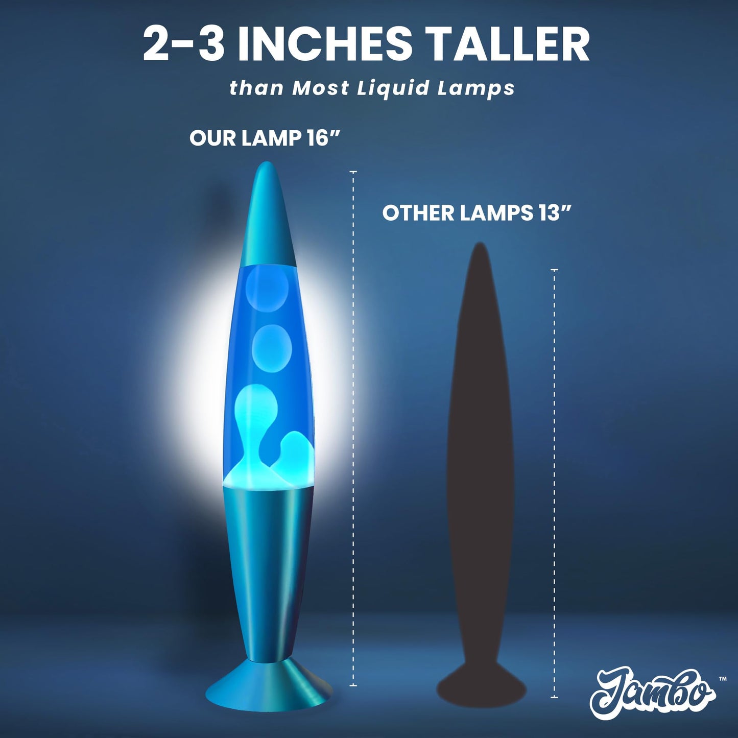 JAMBO 16" Blue & White Magma Motion Lamp – Relaxing Liquid Night Light for Bedroom, Living Room, Office, Teens & Adults