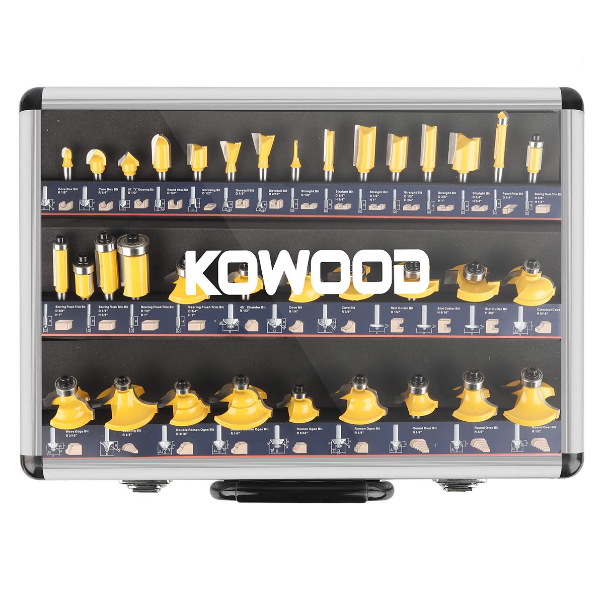KOWOOD Router Bits Sets of 35B Pieces 1/4 Shank Router Bit Set T Shape Wood Milling Cutter