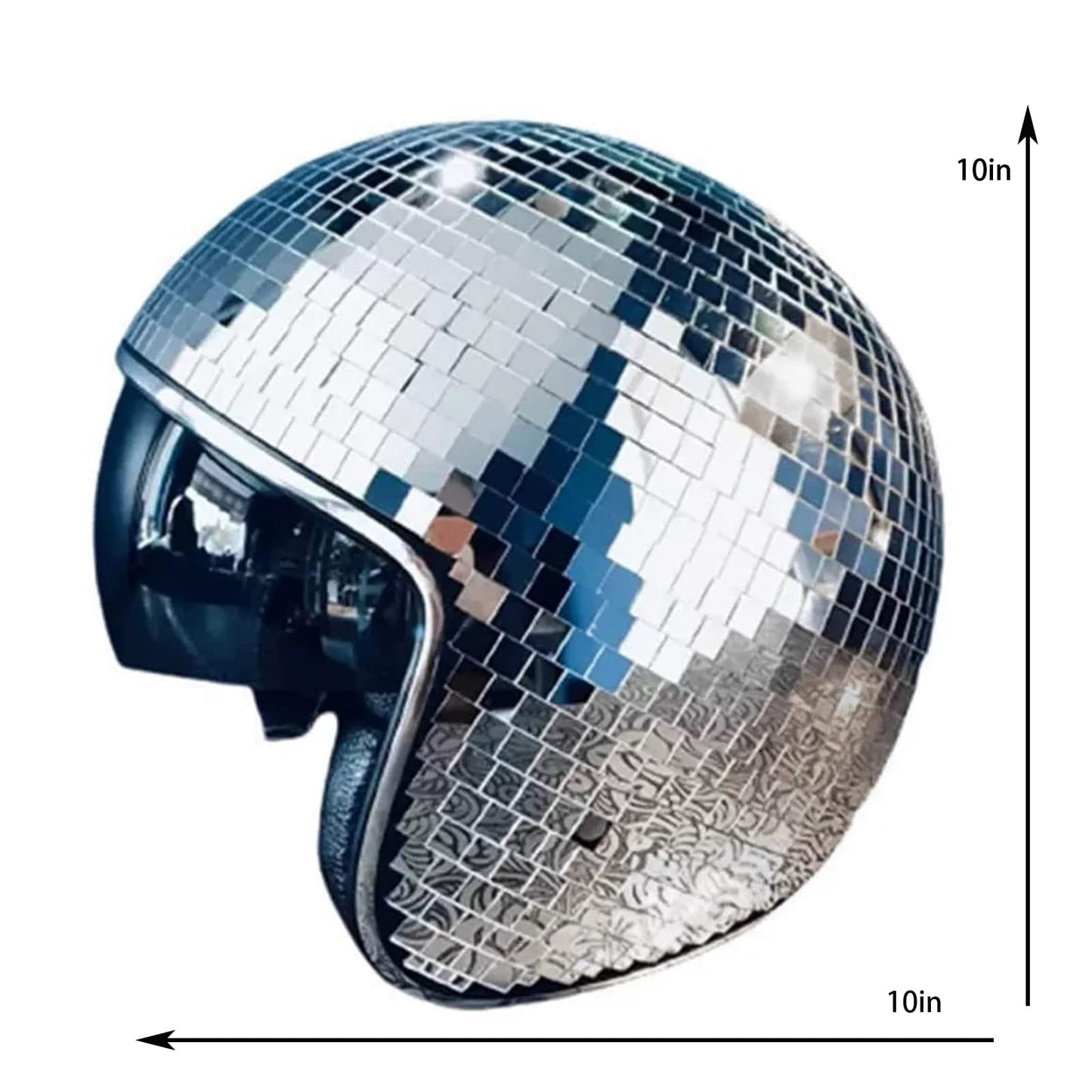YIZUPTC Disco Ball Helmet Party Decoration Glitter Glass Cap with Retractable Visor Cowboy Hat Novelty Favor Supplies Home Art (Silver)