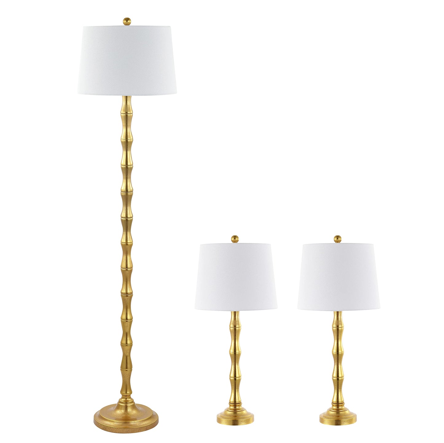 SAFAVIEH Lighting Collection Aurelia Contemporary Gold Floor & Table Lamp Set of 3 (LED Bulbs Included)