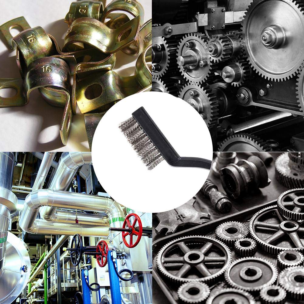 30PCS Mini Wire Brush Stainless Steel Brush,Curved Handle Masonry Brush Wire Bristle for Cleaning Welding Slag and Rust